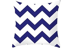 Lieson Fodere per Cuscino Divano, Fodera Cuscini 45x45 Esterno 1 Pezzo Federe Cuscino Quadrato Blu Bianco V Wave Pattern, Poliestere
