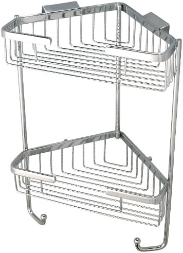 VELMA - TD-319-1 - Premium quality double shower caddy - corner shower basket - elegant timeless design - highly polished chrome-plated brass - no plastic - 100% rustproof! 100% rustproof - premium quality!