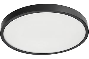 ‎EDO EDO, lampa sufitowa lampa sufitowa LED PERETI LED 24W czarny pierścień 35cm, 3000K ciepła biel, 2400lm, lampa łazienkowa, lampa sufitowa, plafoniera, lampa sufitowa led, IP44, EDO777616