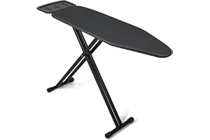 ‎DUWEE Duwee Deska do Prasowania z Podpórką na Zelazko Parowe, Składana Deska do Prasowania, Regulowana Wysokość z Pokrowcem Odpornym na Ciepło, Gruba Podkładka Filcowa, 34 x 109 cm, Czarna