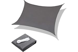 Aabb un Shade Sail Waterproof Square 3×4m with Free Rope PU Oxford Cloth Yard Garden 95% UV Blocking Balcony Outdoor Awning Courtyard Play Area Swimming Pool (Grey)