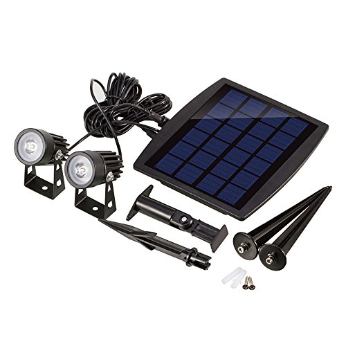Liqoo® Mini Solarstrahler LED Solarleuchte mit 2 Spotlights IP65 Wasserdicht Gartenleuchte Solarbeleuchtung Outdoor Solarlampe Außen - 7