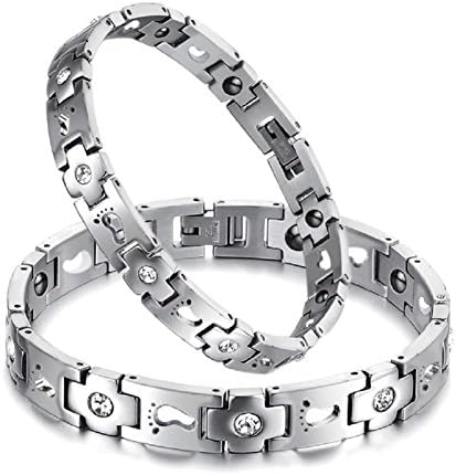 Starryjewelry His or Hers Couple Titanium Magnetic Bracelet Footprint Design-BR246 (men's)