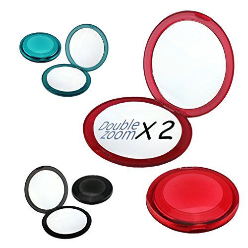 2x MAGNIFIER LADIES POCKET COMPACT PURSE HANDBAG MIRROR TRAVEL DOUBLE MAKEUP