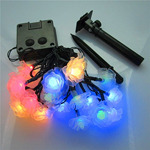 YIMIA Wasserdicht 30er LED Solar Blumenkette, 8 Leuchtmodi, 6 Meter Außenlichterkette - 5