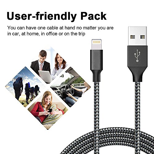 Cable Lightning ONSON 4-Pack 1M 2M 3M Cable iPhone de Carga Lightning a USB Cable Cargador iPhone de Nylon para Apple iPhone 8   8 Plus   7   7 Plus   6S   6   5   5S   SE  iPad Pro   Air   Mini