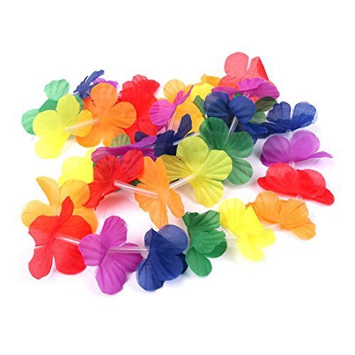 S/O 10er Pack Blumenkette Bunt einfarbige Blüten Blumenketten Hawaiikette Hawaiiketten Hawaii Kette Blume Bumen Halskette Halsketten Deko - 3