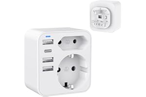 HANYEAL Reiseadapter UK Adapter England Deutschland Stecker mit 4 USB 3.4A,England Adapter Steckdose,Steckdosenadapter Typ G für England Irland UK,Dubai,Malediven