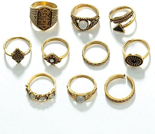GreatestPAK, 2018 Fashion Ring Sets, Women Knuckle Ring Jewelry Finger Tip Rings (Gold-H)