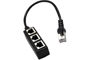 HUAREW RJ45 Ethernet Splitter Cable 1 Male to 3 Female LAN Ports Ethernet Splitter Adapter for Cat5 Cat5e Cat6 Cat7 3-Port Extension Cable Network Extension