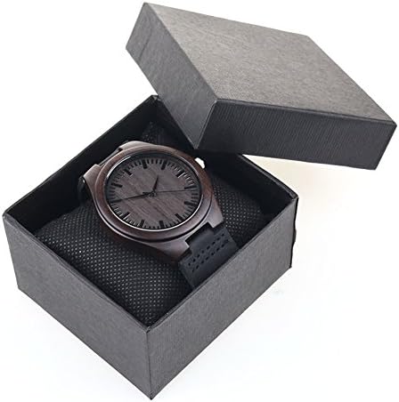 Bamboo Wooden Watch with Cowhide Leather Strap Japanese Quartz Movement Casual Watches Creative Gifts For Men (Gray without numbers)