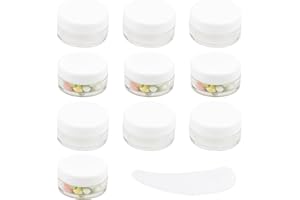 Sgehai contenitori per cosmetici,vasetti cosmetici,barattolini plastica piccoli con tappo contenitori piccoli per creme,vuoti contenitori piccoli per creme (Bianco -10g-10 pezzi)