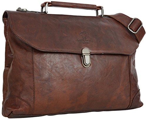 Gusti Leder studio "Rico" große elegante Laptoptasche 12,1" Arbeitstasche Wasserfester Innenstoff Lehrertasche Aktentasche Businesstasche Herrentasche Damentasche Rotbraun Braun 2B11-20-2wp