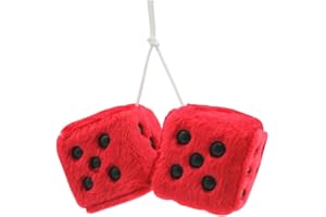 Vari en Peluche Suspendue Ornements en Peluche Dice Voiture Charme Voiture Ornements de Voiture, Rouge, 7.5x7.5cm