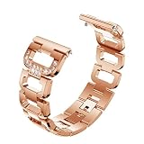 HKFV Armband Fitbit Versa Kristall Metall Uhrenband Handschlaufe Fitbit Versa D Diamant Schmuck Schnalle (Rose Gold)