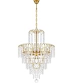 VidaXL Lampadario A Soffitto Con Perle Di Cristallo – 5 Lampadine E14, Base Dorata, Design Elegante