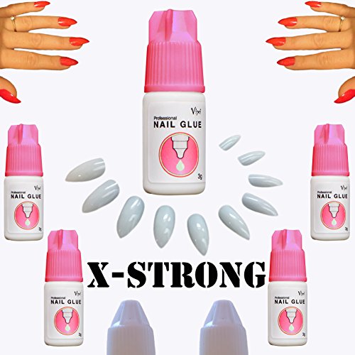 2 x 3g Vixi extra strong glue - Qualità professionale del salone, asciugatura istantanea, perfetto per unghie fini / punte, acrilico, arte, diamanti, gemme ? File di preparazione piccola gratuito ?