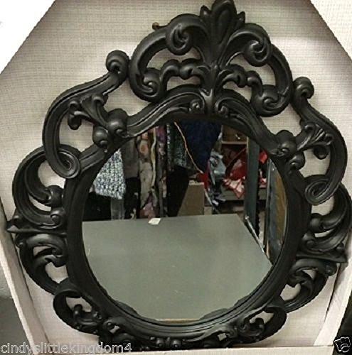 New Vintage Shabby Chic Schwarz verzierter Spiegel ca. 40 x 30 cm