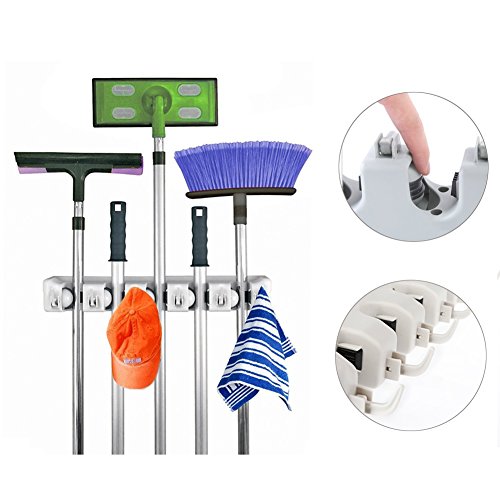 LIVEHITOP Gerätehalter Wandhalterung für Besen, Mopp und Gartenwerkzeuge Speicher Wandhalterung Besenhalter Tidy Organiser Wand Rack