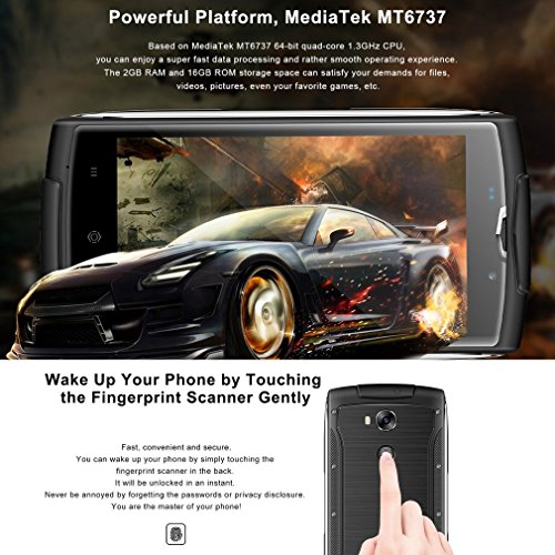 Telefonia Mobile Smartphone in offerte, HOMTOM ZOJI-Z7 5.0 inch 1280 x 720 Pixels HD Schermo Dual SIM Quad Core IP68 Android 6.0 Smartphone con Sensore Fingerprint, 2MP/8MP, 2GB RAM 16GB ROM, 3000mAh