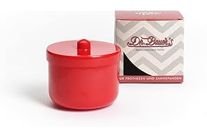 DR. BAUER'S Dr. Bauer Contenitore per bagno di pulizia della dose con inserto di risciacquo | protesi dentaria| La protesi può rosso (1 pezzo)