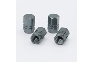 Skynotek – Pack 4 Tapas de válvula Schrader para automóvil, Moto, Bicicleta y Patinete eléctrico | Tapones Antipolvo de aleación de Aluminio para neúmaticos | Protección y Seguridad | Color Gris