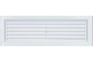 DRAAK Louvre Vent PVC White 9x3 (225mm x 75mm) Fixed Plastic Grille with Fly Screen and Air Flow Cover Used to Cover Brick, Wall, Door Suitable for Interior & Exterior Use