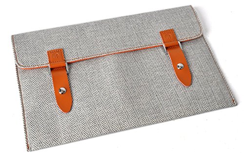 14-15 Zoll Laptop & Notebook Tweedstoff Tasche / Hülle / Sleeve / Schutzhülle / Smart Cover mit edlem Emblem-Verschluss perfekt für Apple MacBook Pro & Retina , Lenovo ThinkPad T440s T440 T440p L440 Flex 2 New X1 , HP 14-r103ng Stream EliteBook Folio , Dell Inspiron 14 , Fujitsu LifeBook E744 U904 S752 U772, MSI Ge40 , Schenker S403 Slim , Acer Travelmate P645 Stoff 5 (hellgrau/weiß)