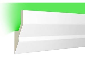 HEXIM LED PU stucco trim - Eclairage indirect avec garniture de plafond moderne, opaque, résistant à la lumière et aux chocs - (10 mètres de pack économique LED-9 100x40mm) profil décoratif