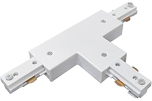 Bravsekai H Rail T Conector Tipo H Circuito Único 3 Cable 1 Accesorios de Iluminación de Rillas Para Sistema H Rail Kit de Iluminación de Rillas (Conector T Blanco)