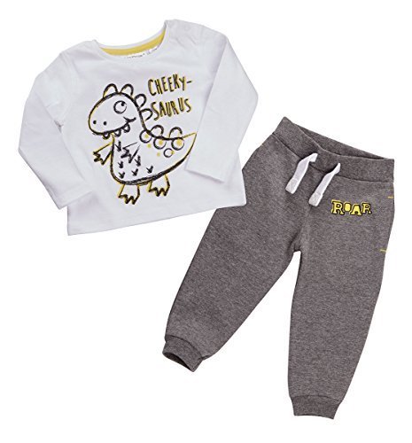 Baby Boy Tshirt and Joggers Set Dinosaur Design 3-6Mm To 18-24M (9-12 Months, Brown)