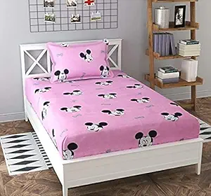 Affordable Hut Glace Cotton Heavy Quality Kids Design Single Bedsheet with 1 Pillow Cover AH-GC- HQ-SBS-34