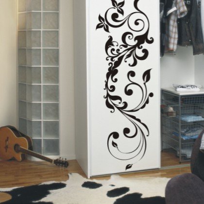 INDIGOS WG10439-35 Wandtattoo w439 Pflanze Blume Gewirr filigran Wandaufkleber 80 x 27 cm, orange