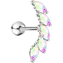 Orecchino Cartilagine Helix AROWRO 16G - Acciaio Chirurgico 316L, Oro, Con Pendant, Regalo In Sacchetto Di Velluto - 4