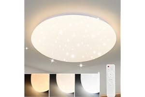 ZMH Plafonnier LED Chambre à coucher - 37W Ciel étoilé Lampe de chambre à coucher Dimmable avec télécommande Ø30cm Rond Plafonnier Décor étoiles pour salon Chambre enfants Cuisine Couloir