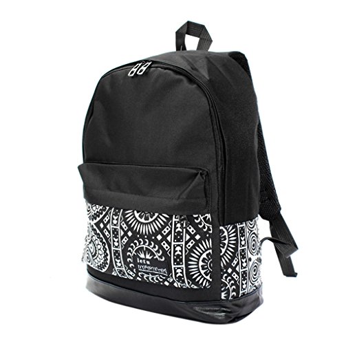 FakeFace Damen Mädchen Canvas Rucksack Schulranzen Schulrucksack für High School Campus Uni Outdoor Reise - 2