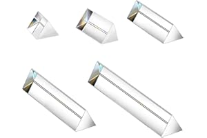 SEIWEI 5Pcs K9 Crystal Optical Glass Triangular Prism Clear Triple Prism for Photography Effects Physics Teaching Light Spectrum Optics Kit (30mm+50mm+100mm+150mm+200mm)