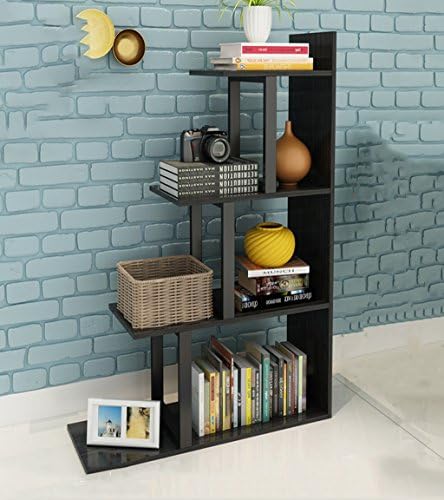 ZENGAI Bookshelf Steel Wood Flower Racks Screen Cut Off Show Showcase, 4 Colors, 47.2 Inches High ( Color : Black )