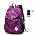 Produktbild Reeseiy Mens Frauen Leichte Laptop Mit USB Ladeanschluss Wasserdicht Für Reise Wandern Camping Badminton Satchel Rucksack Schultasche (Color : #5, Size : One Size)