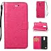 Produktbild LMAZWUFULM Hülle für LG Mobile K8 2017 / LG M200N (5,0 Zoll) PU Leder Magnetverschluss Brieftasche Lederhülle Glänzend Elefant Prägung Design von Book style mit Stent-Funktion und Karten Slot Ledertasche Flip Cover für LG K8 2017 Rose Carmine