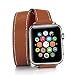 Produktbild TEXSCOPE Kompatibel mit Apple Watch Band, Echtes Leder Doppel Tour Apple Watch Straps 38mm / 42mm mit Edelstahl-Adapter-Verschluss Ersatz für Männer Frauen iwatch series3 series2 Series 1 (38mm, Braun)
