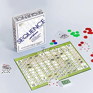 Tod2Teen SEQUENCE Board Game For Kids - An Exciting Game Of Strategy - Board, Cards & 3 Colour?s Marker Chips - Challenging, Mind/Brain Game For Kids - Indoor-Outdoor 2 to 12 player Game - Multicolour