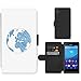 Produktbild PU Leder Wallet Case Folio Schutzhülle // V00000548 Flüchtige Globe Zeichnung // Sony Xperia M4 Aqua