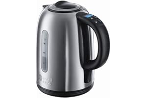 Russell Hobbs Bouilloire Electrique [Silencieuse et moderne] Buckingham (1,7L, 2400W,Ebullition rapide & silencieuse,Réglage de température électronique 60-100°C,Ecran LCD,Ecoulement parfait) 21040-70