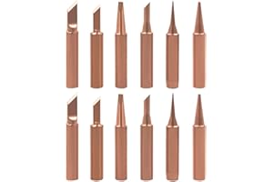 Mesee Soldering Tips Kit 900M Lead-Free Copper Solder Iron Tip Welding Head Tool Replacement Accessories for Hakko, Radio Shack, TENMA, ATTEN, Quick, Aoyue, Yihua Solder Station - 2 Set/ Total 12 Pcs