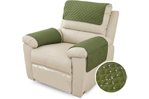 FANSU Copribraccioli Fodera Per Bracciolo del Divano, Fodera Per Poggiatesta Per Sedia Reclinabile, Fodera Per Poltrona Impermeabile con Tasche, 1 Posto Copripoltrona Relax (1 Posto,Verde)
