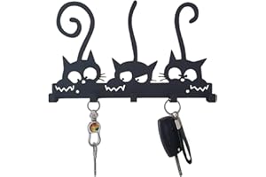 BestAlice Portachiavi creativo nero con 5 ganci, organizer per posta e portachiavi, gancio decorativo in metallo da parete appendiabiti per corridoio, A