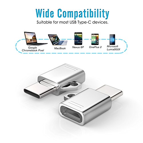MoKo USB-C auf Micro USB Adapter, [4 Pack] verwandelt USB Type-C Input in Micro-USB, 56k Widerstand, Verwendet OTG Technologie mit Schlüsselanhänger für 2016 New MacBook Pro, Google Pixel XL und weitere, Silber - 2