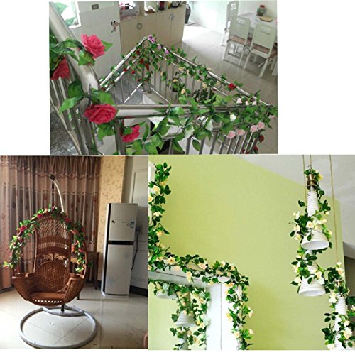 Natural Home 245cm Efeu Girlande Efeubusch Efeugirlande Efeuranke künstliche Kunstpflanze hängend Blätter (Dunkel Rosa, 2er Pack) - 6