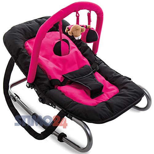 Baby Bouncer RELAX (including removable play arch) (BLACK/PINK)